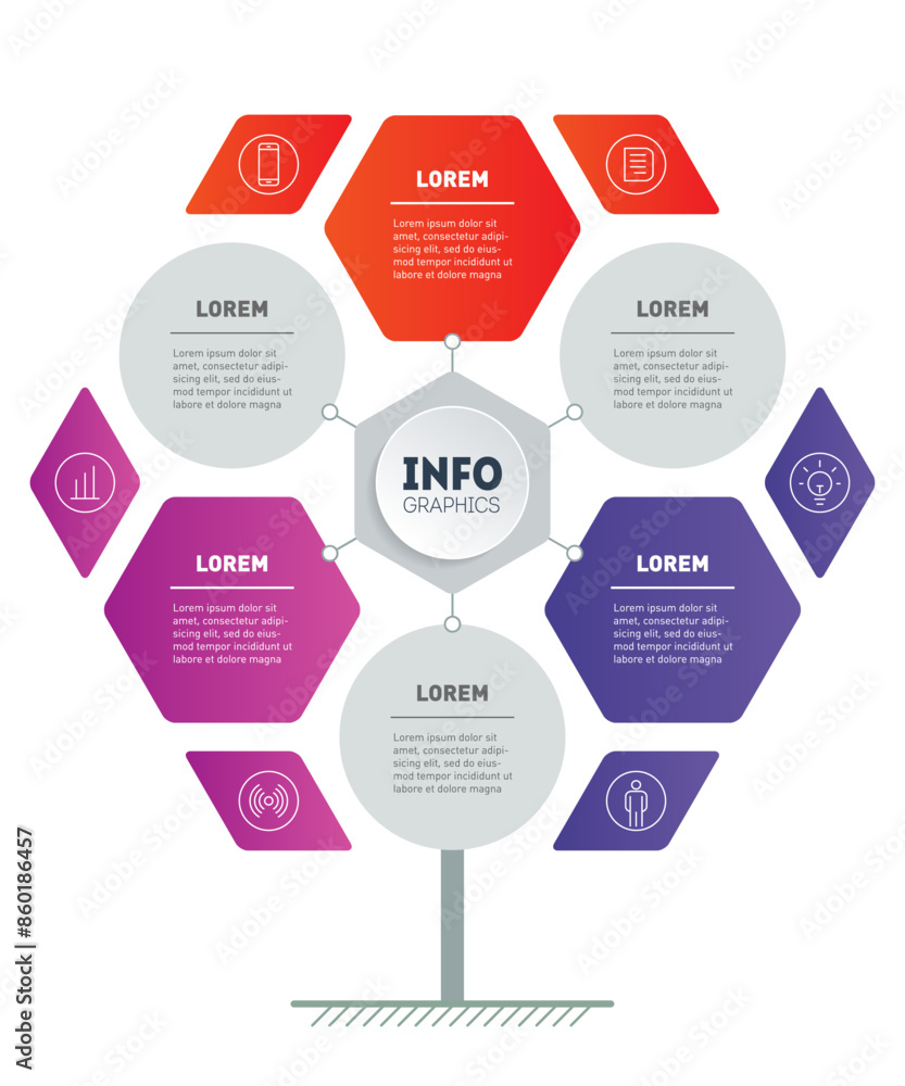 Poster business concept with 3 steps or points. infographics with 3 active options plus three additional on