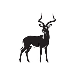 Simple antelope silhouette for digital and print - mammal silhouette

