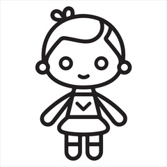 doll single Line Icon Vector Design outline
