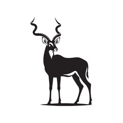 Antelope silhouette for art and design inspiration - wildlife silhouette - antelope illustration - minimalistic antelope vector
