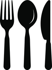 spoon and fork vector silhouette design
