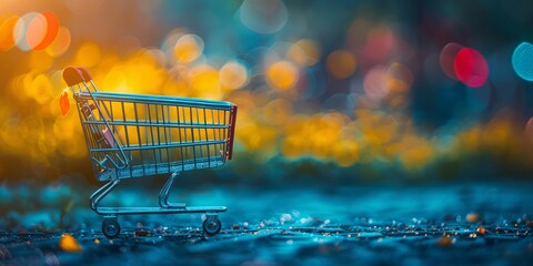 Surreal Shopping Cart in Bokeh Dreamscape: A Splash of Urban Tranquility Amidst Soft Glows