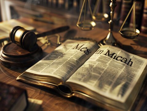 An Open Bible Revealing Micah in Just Balanced Light and Shadows