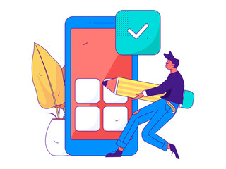 Flat vector illustration of business people operating work scene
