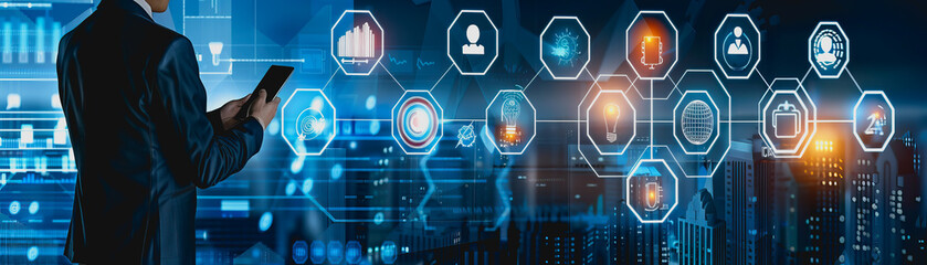 Fototapeta premium business symbol connectivity various aspects of technology and innovation, startup concepts.