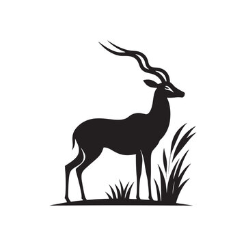 recommend clip art: Antelope silhouette for various artistic projects - wildlife silhouette - antelope illustration - minimalistic antelope vector
                    