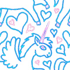 cute unicorn seamless pattern background fabric fashion design print wrapping paper digital illustration art texture textile wallpaper colorful image with hearts 