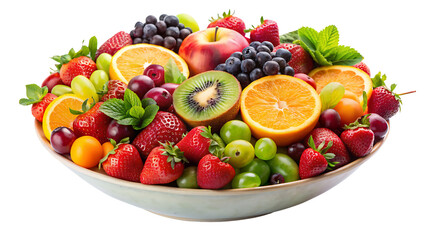 Colorful Fruit Mix in Bowl Isolated on transparent background