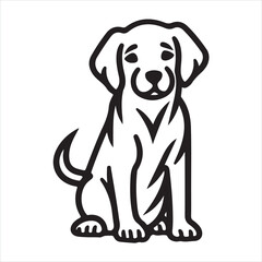dog single Line Icon Vector Design outline
