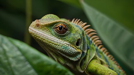 Fototapeta premium green iguana on a tree
