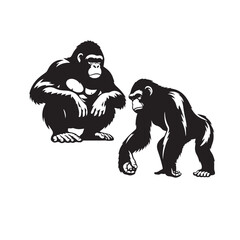 Fototapeta premium Detailed ape silhouette for versatile designs - wildlife silhouette 