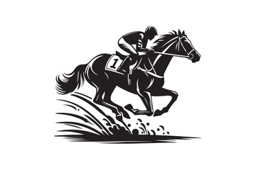 detailed horse racing silhouettes.