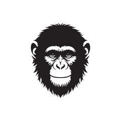 Minimalistic ape silhouette for creative ideas - ape illustration - minimalist ape vector

