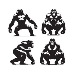 Artistic ape silhouette for diverse purposes - wildlife silhouette
