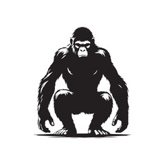 Clean and simple ape silhouette for art - wildlife silhouette
