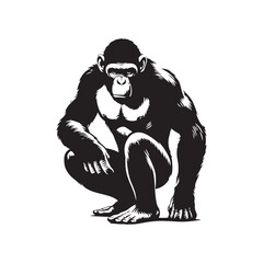 Simplified ape silhouette for any design - ape illustration - minimalist ape vector
