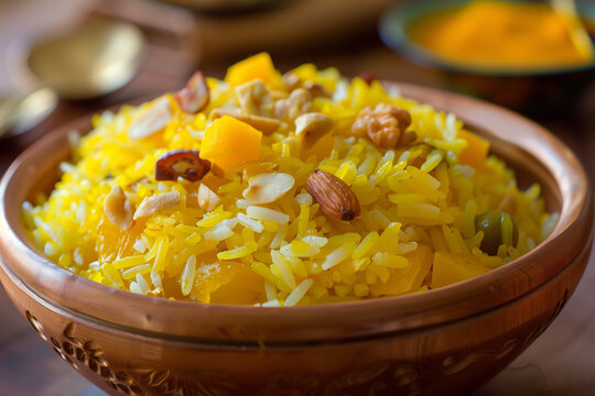 Zarda Rice or Meethe Chawal. Sweet rice.