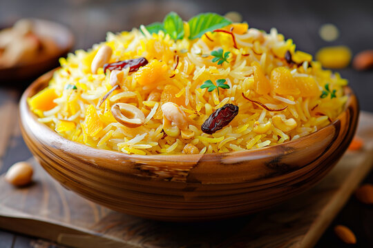 Zarda Rice or Meethe Chawal. Sweet rice.