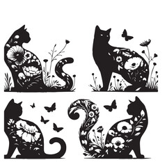 Cat with flowers