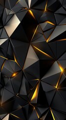 Modern abstract background design with black triangles and a golden glow, in an elegant minimalist