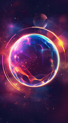 Abstract circle background with dotwork effect. Radial design with neon light. Modern purple and blue design. Dotted circle element. Abstract concept with glow light.