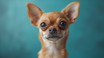 Obraz premium Playful cute Chihuahua. Isolated against a vibrant blue background.