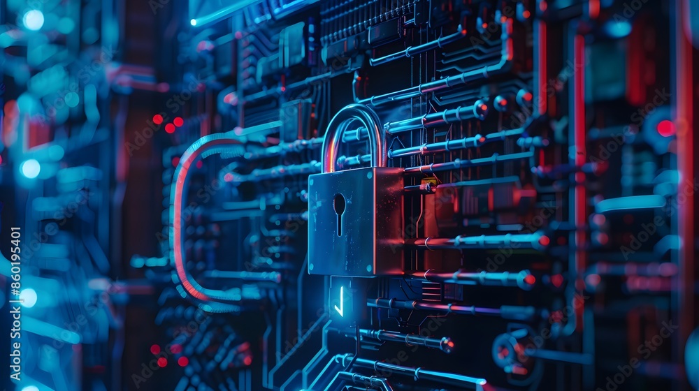 Poster a digital lock with a secure code being entered to protect data