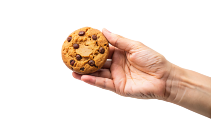 Close-up of a hand holding a small cookie