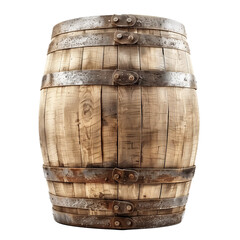 Obraz premium Vintage Oak Wooden Barrel Isolated on White Background