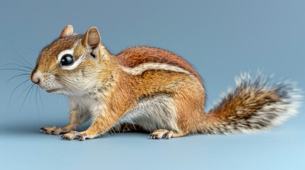 Obraz premium Cute Squirrel: a joyful Squirrel isolated against a vibrant blue background.