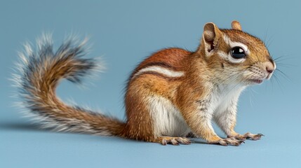 Obraz premium Cute Squirrel: a joyful Squirrel isolated against a vibrant blue background.