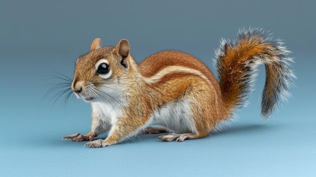 Cute Squirrel: a joyful Squirrel isolated against a vibrant blue background.