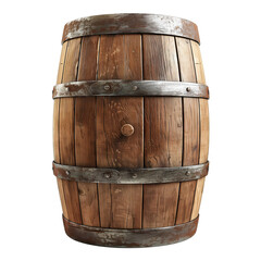 Fototapeta premium Vintage Oak Wooden Barrel Isolated on White Background