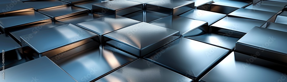 Poster abstract background with metallic cubes.
