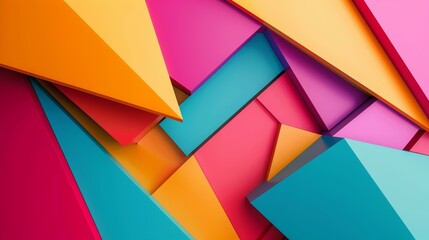 Abstract geometric shapes in shades of blue, pink, red, and yellow.  Minimalist and modern design for backgrounds, presentations, and branding.