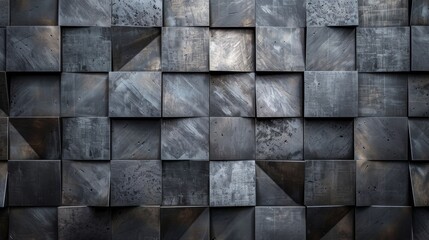 Abstract geometric pattern of dark grey square tiles with subtle texture. Modern and minimalist design. Perfect for backgrounds and design projects.