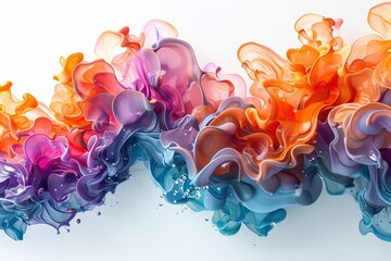 3d parametric flow of alcohol ink oil water.