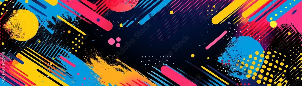 Poster abstract background with colorful lines and shapes.