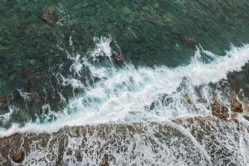 Aerial view of sea waves and fantastic Rocky coast, Montenegro