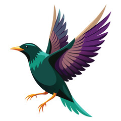 illustration of a European starling flying
