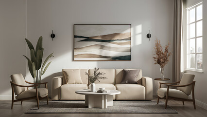 Sofa in Front Room in a Minimalist Clean Setting