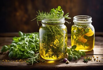 fresh herbs infusing aromatic oil culinary delights wellness, infusion, basil, rosemary, thyme, mint, parsley, oregano, sage, chives, dill, coriander