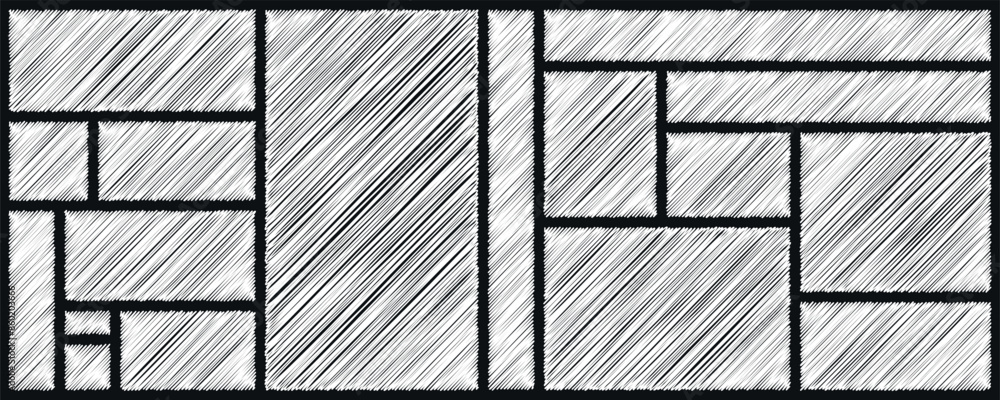 Poster set of rectangles. hand drawn shapes collection. shapes with scribble shading texture. chalk drawn e