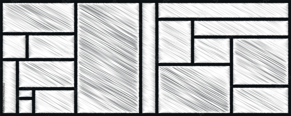 Poster set of rectangles. hand drawn shapes collection. shapes with scribble shading texture. chalk drawn e