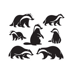 Fototapeta premium Modern badger silhouette for creative inspiration - badger black vector 