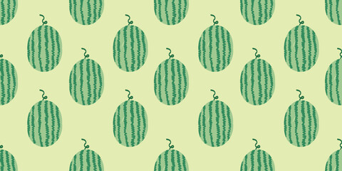Cute watermelons. seamless pattern for summer background. Design for decor. Wrapping paper or banner. hand drawn vector illustration, flat style. Healthy natural vitamin food