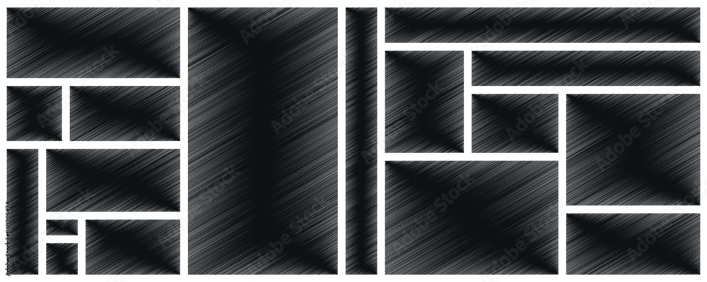 Poster set of rectangles. hand drawn shapes collection. shapes with scribble shading texture. chalk drawn e