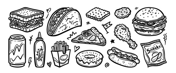 Hand drawn doodle vector set. Collection of cute hand drawn doodle.