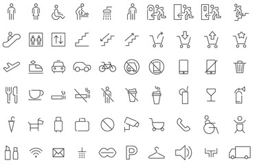Commercial facility sign icon collection