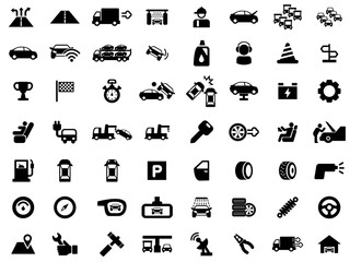 Car maintenance, refueling and repair icon collection